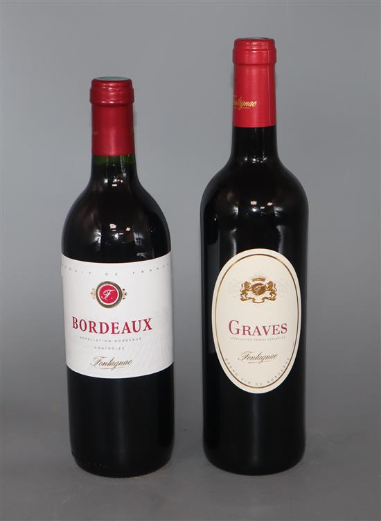 Three bottles of Fontagnac Graves and three Bordeaux Fontagnac